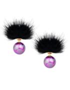 Romwe Purple Cute Ball Stud Earrings
