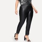 Romwe Plus Elastic Waist Pu Pants