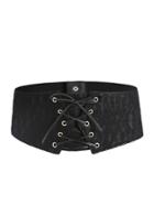 Romwe Black Lace Up Waist Belt