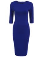 Romwe Half Sleeve Slim Royal Blue Dress