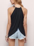 Romwe Halter Back Slit Racer Cami