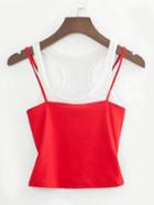 Romwe Contrast 2 In 1 Tank Top