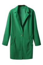 Romwe Single Buttoned Sheer Green Coat