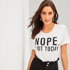 Romwe Round Neck Slogan Print Tee