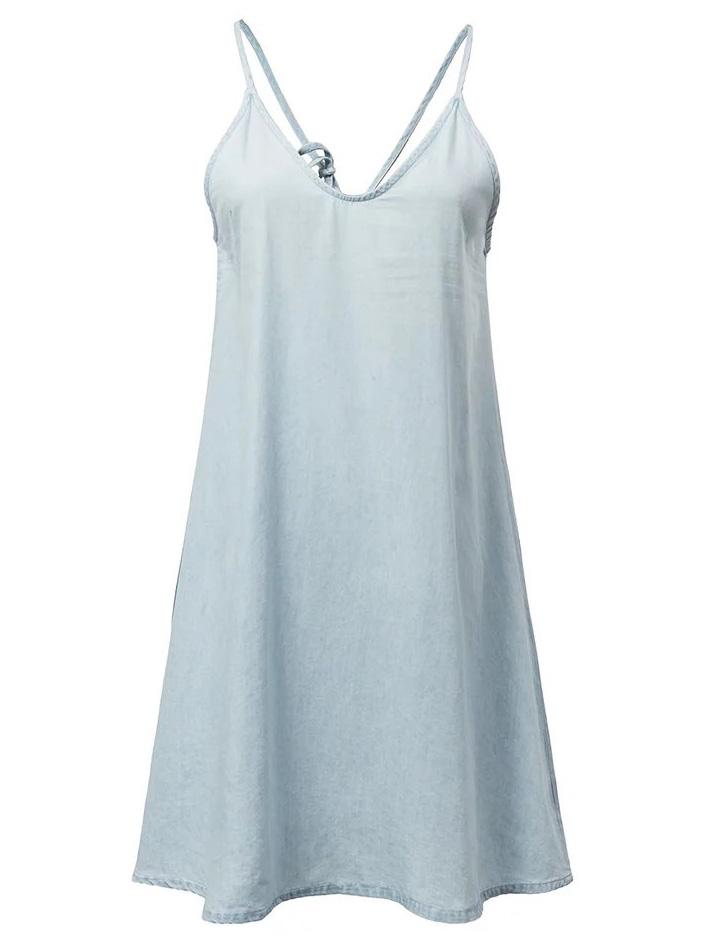 Romwe Sky Blue Spaghetti Strap Dress