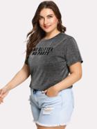 Romwe Letter Print Sparkle T-shirt