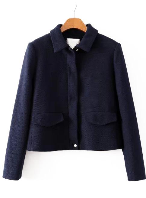 Romwe Lapel Pockets Crop Coat
