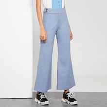 Romwe Buttoned Waist Flared Leg Pants