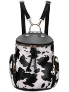 Romwe Cows Pattern Zipper Bucket Backpacks