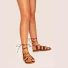 Romwe Gladiator Lace-up Flat Sandals