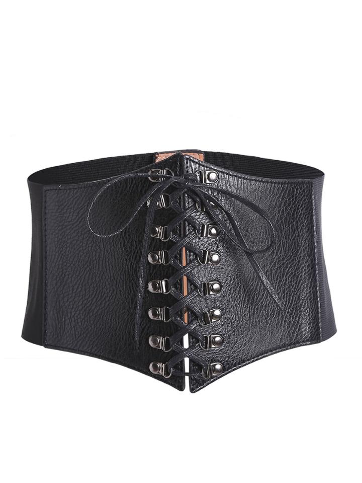 Romwe Criss Cross Lace Up Pu Belt