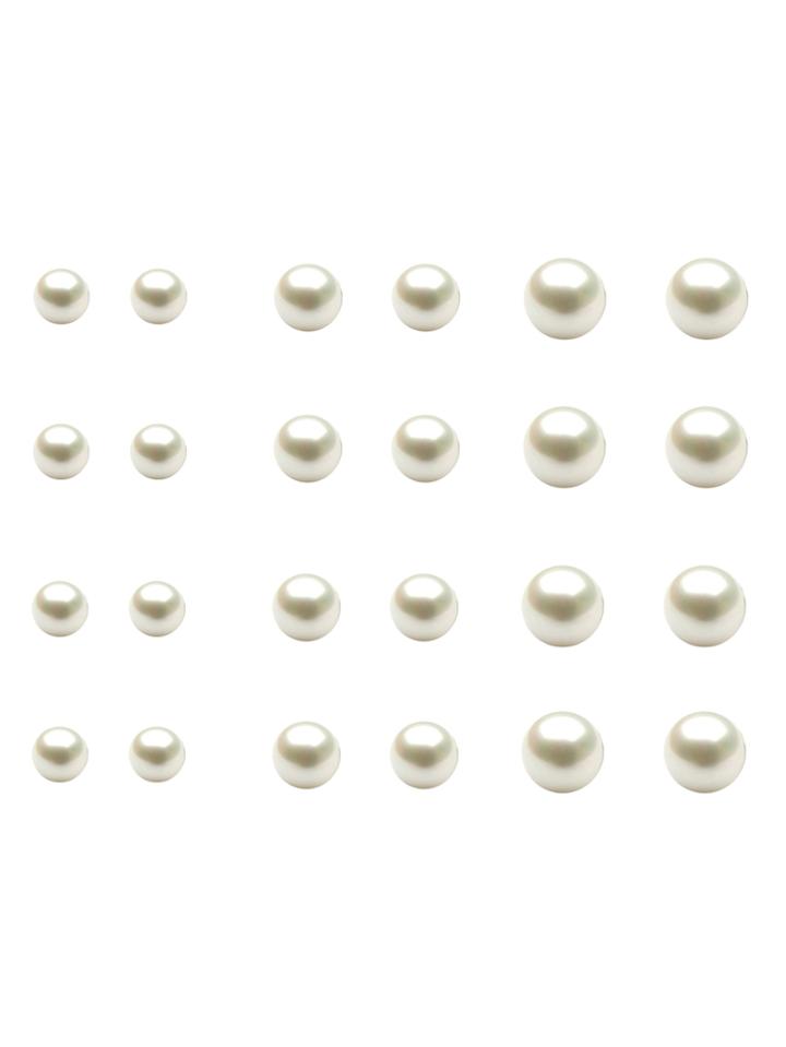 Romwe White Faux Pearl Stud Earrings Set