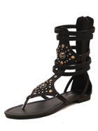 Romwe Studded Back Zip Gladiator Sandals
