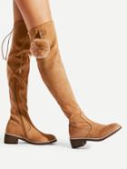 Romwe Pom Pom Decorated Over The Knee Boots