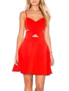 Romwe Red Cutout Cami Skater Dress