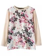 Romwe Round Neck Florals Apricot Sweater