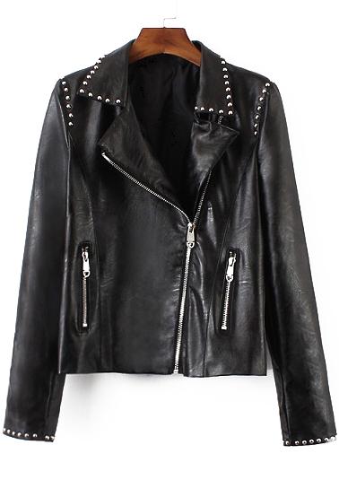 Romwe Lapel With Zipper Rivet Slim Jacket