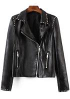 Romwe Lapel With Zipper Rivet Slim Jacket