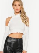 Romwe Frill Trim Ribbed Crop Halter Top