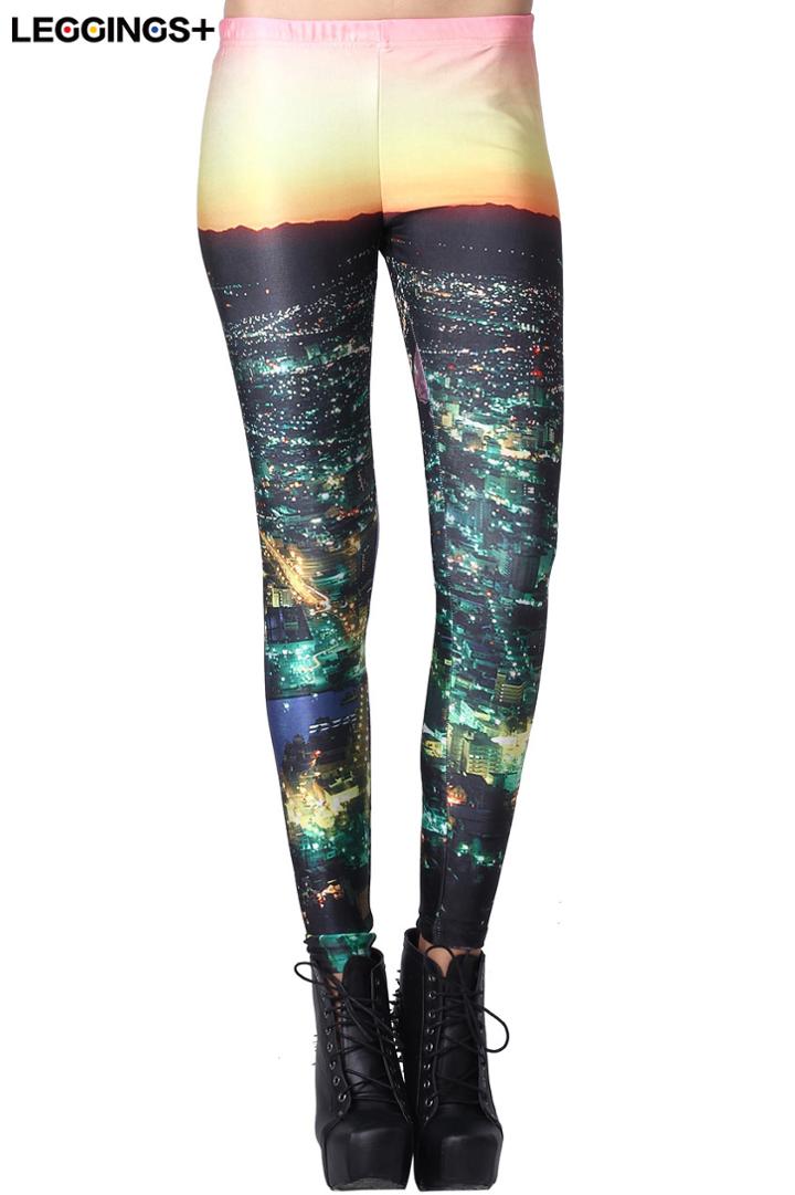 Romwe Romwe Brooklyn Night Print Skin Colored Leggings