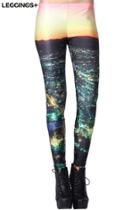 Romwe Romwe Brooklyn Night Print Skin Colored Leggings