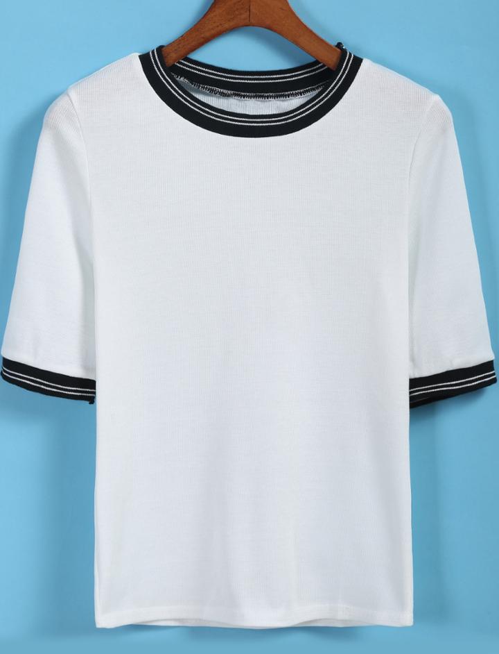 Romwe White Short Sleeve Knit Loose Sweater
