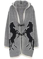 Romwe Hooded Horse Print Cardigan