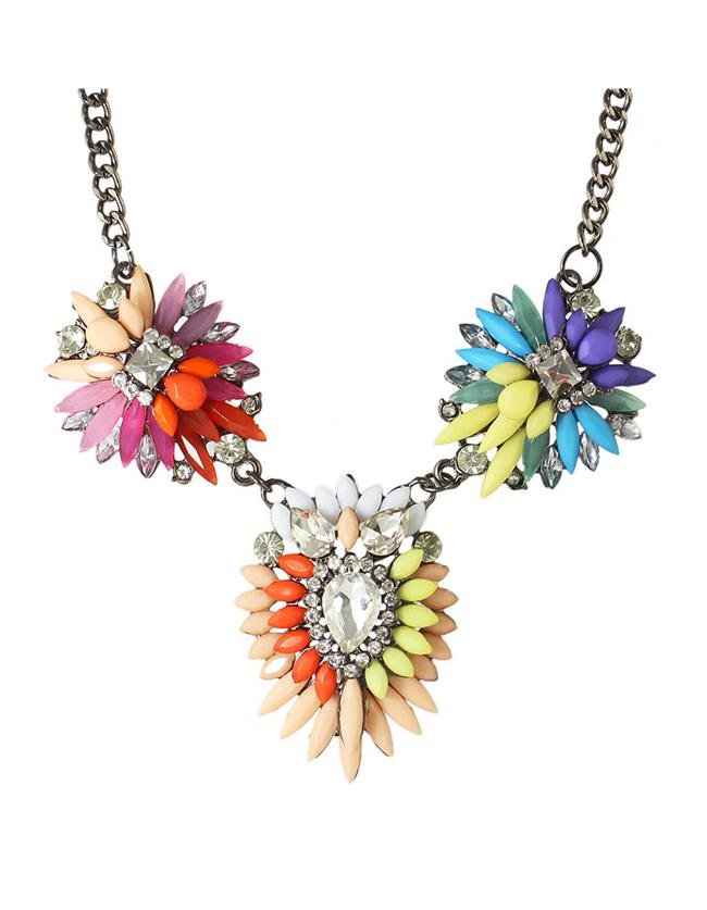 Romwe Colorful Gemstone Shourouk Necklace