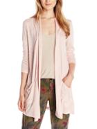 Romwe Pink Plain Pocket Cardigan