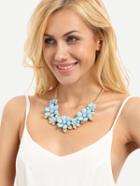 Romwe Blue Exotic Flower Shaped Necklace