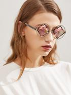 Romwe Square Mirror Lens Cutout Sunglasses