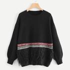 Romwe Tape Patched Fringe Hem Jumper