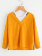 Romwe Dolphin Hem 2 In 1 Sweatshirt