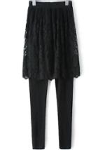 Romwe Elastic Waist With Lace Black Legging