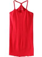 Romwe Watermelon Red Spaghetti Strap Peplun Hem Vest