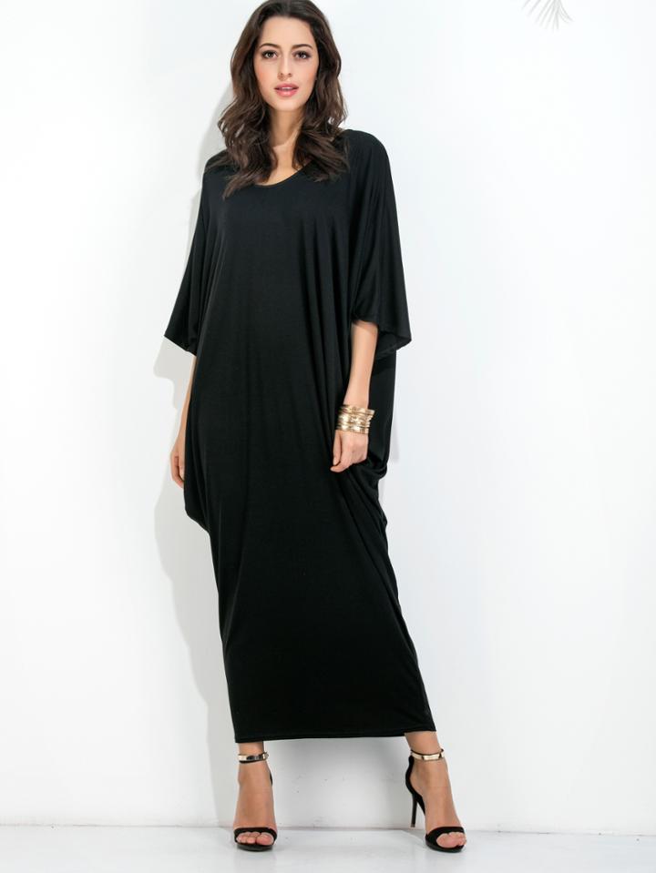 Romwe Dolman Sleeve Cocoon Maxi Tee Dress