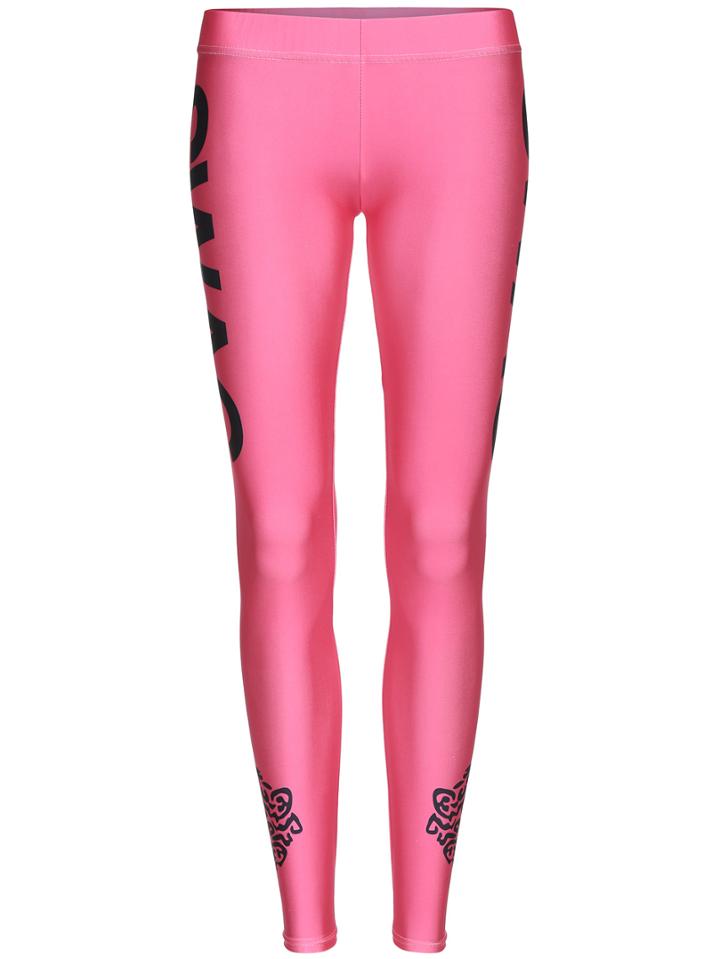Romwe Letter Print Red Leggings