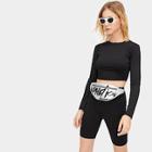 Romwe Solid Top With Cycling Shorts