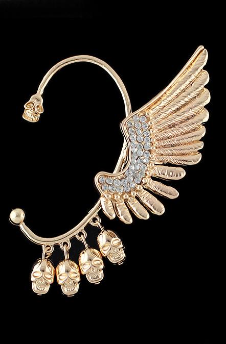 Romwe Gold Angel Wing Star Clip Earring