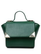Romwe Faux Leather Metal Corner Trapeze Bag