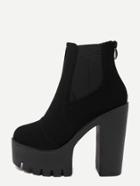 Romwe Black Faux Suede Side Zipper Elastic High Heeled Boots