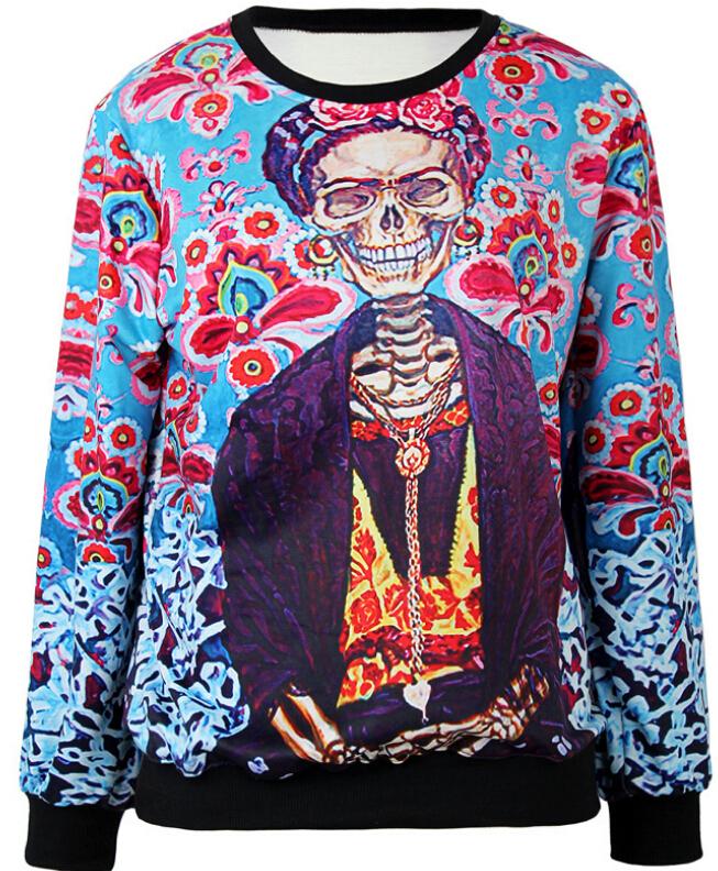 Romwe Floral Skull Print Sweatshirt