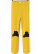 Romwe Skull Pattern Slim Yellow Legging
