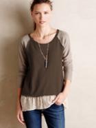 Romwe Brown Contrast Raglan Sleeve Flounce T-shirt