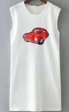 Romwe Car Patch White Dress
