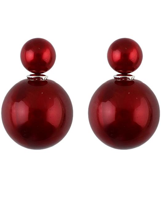 Romwe Wine Red Bead Stud Earrings
