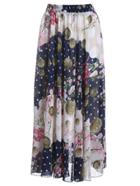 Romwe Elastic Waist Florals Chiffon Skirt