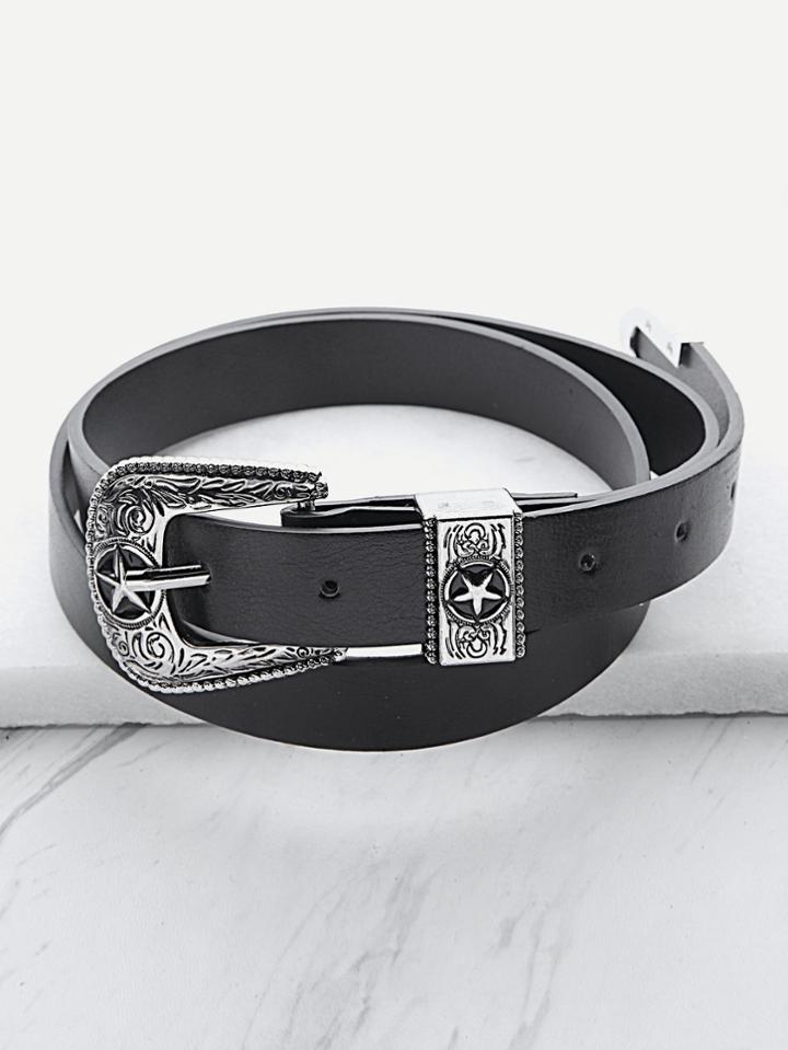 Romwe Contrast Buckle Vintage Belt