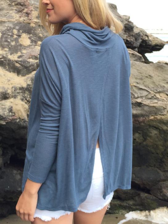 Romwe Draped Neck Slit T-shirt