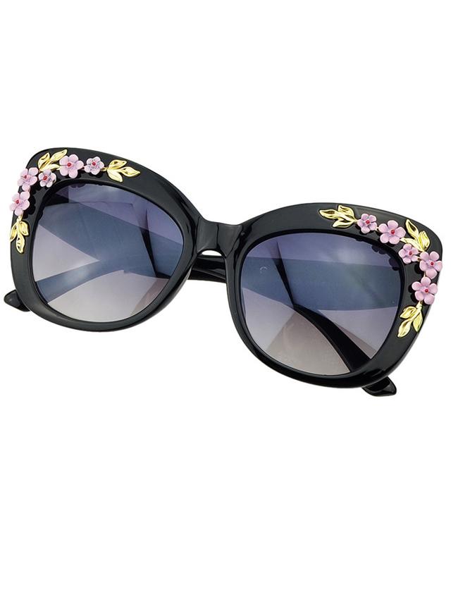 Romwe Black Shaped Oversized Sunglasses